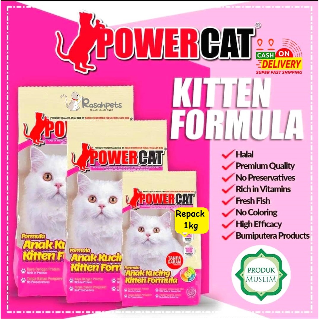 Powercat kitten formula 1kg makanan kucing powercat kitten 1kg ( repack ) Shopee Malaysia