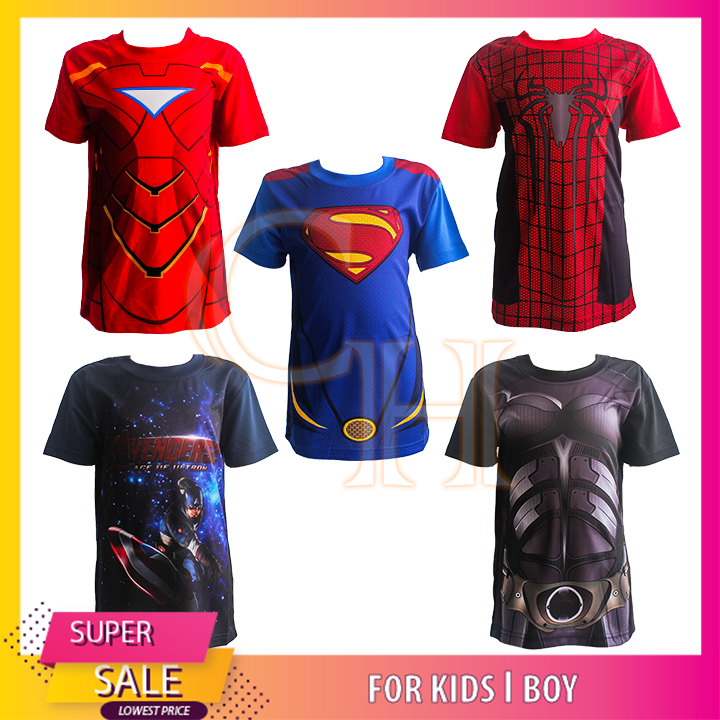 (HARGA BORONG) KIDS BOY JERSEY T-SHIRT MARVEL COSTUME SUPERHERO CARTOON ...