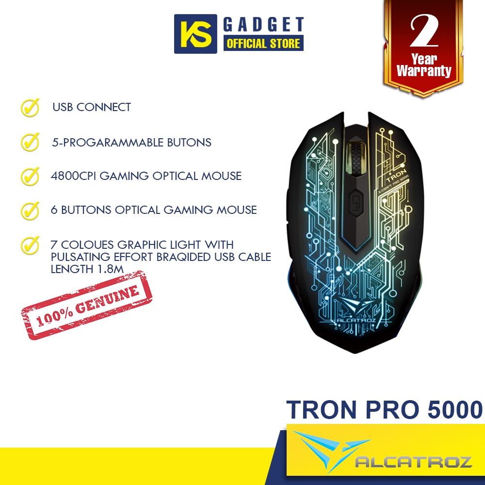Alcatroz XCraft Pro Tron 5000 Wired Gaming Mouse Shopee Malaysia