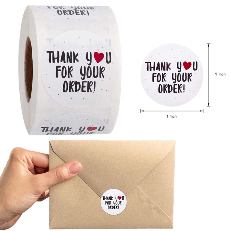 500pcs Round Thank You for Your Order Sticker White Labels Sticker ...