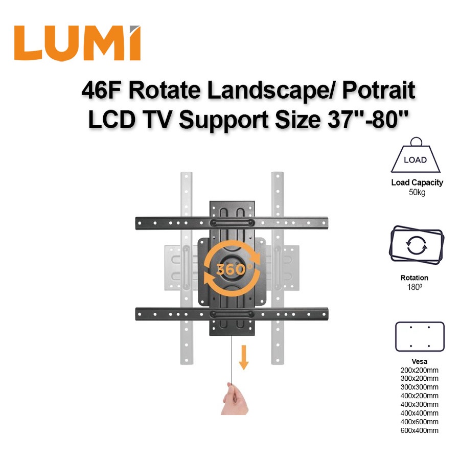 46F Rotate Landscape/ Portrait TV Bracket for 37