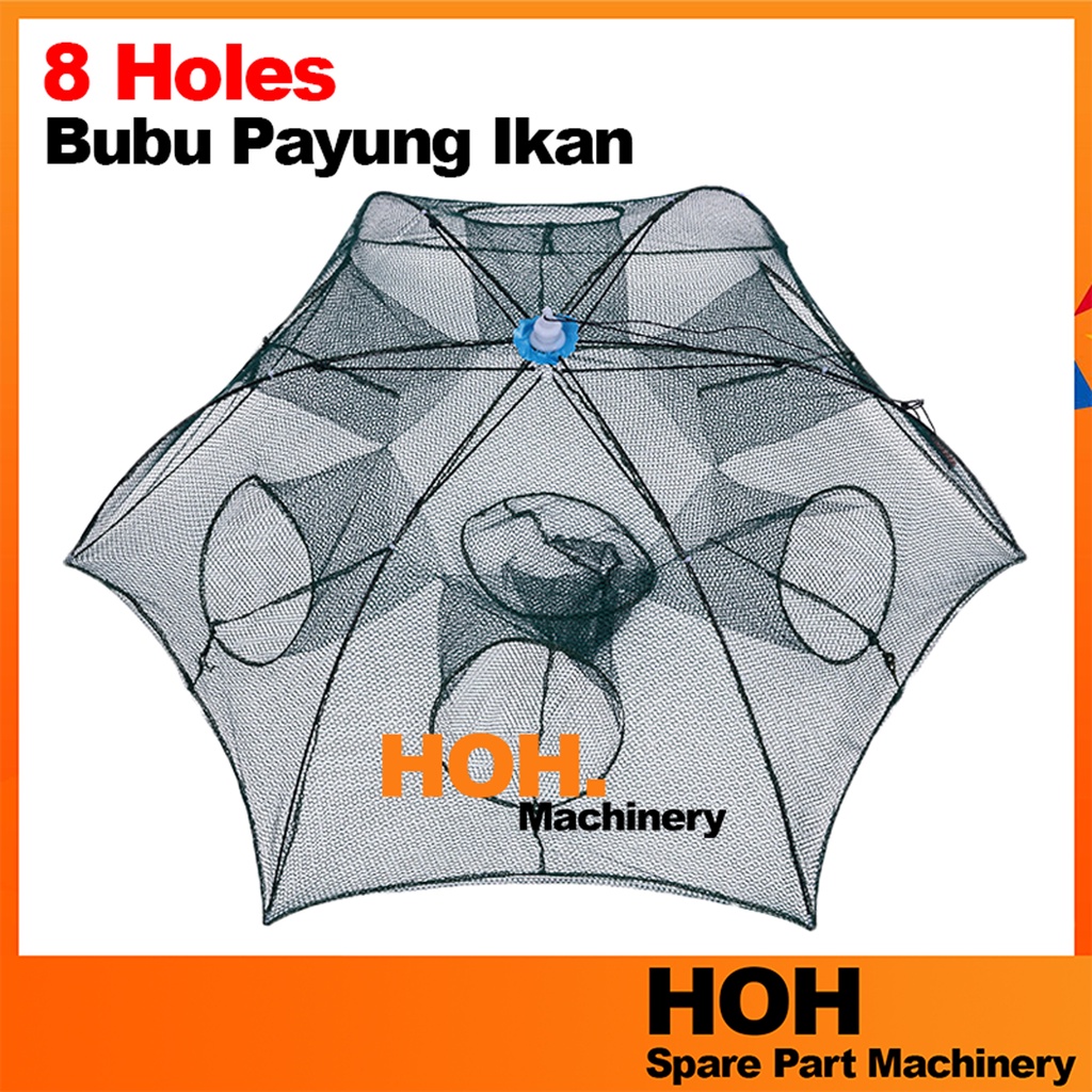 8 holes] BuBu Payung Ikan Udang Jala Ikan Automatic Folding