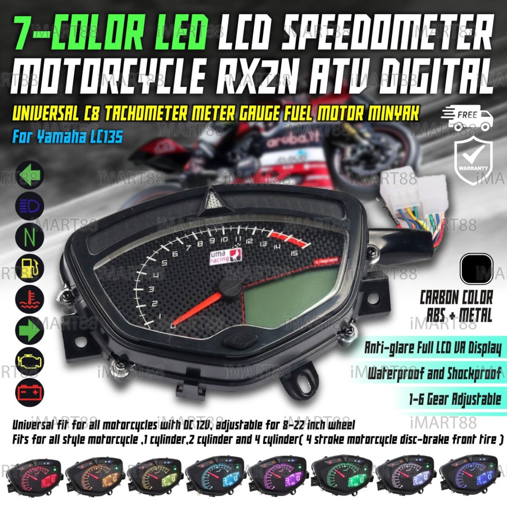 Yamaha LC135 V1 Motorcycle LED LCD Digital Speedometer Tachometer Meter ...