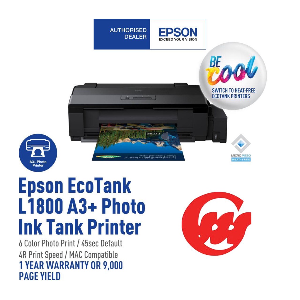 EPSON L1800 L18050 L8050 L1300 RELIABLE REFILLABLE A3+/A4 PHOTO PRINTER ...