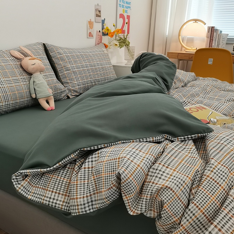 Green Bedsheet Set Queen Fitted Cadar Comforter Cover Bedding Set