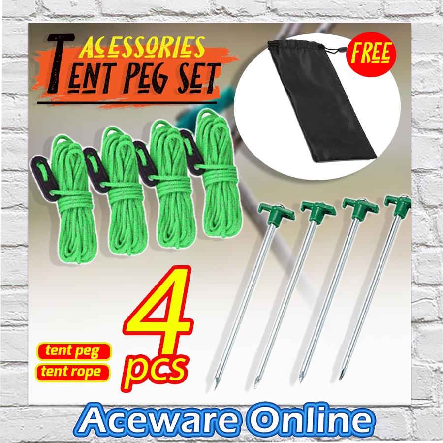 Tent Pegs Nail Set with Wind Rope Camping Tent Stakes Outdoor Rope ...