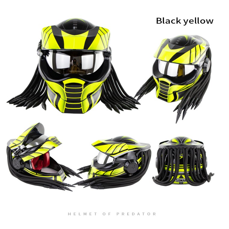 Custom Motorcycle Yellow Predator Motorcycle Helmet Predator Alien
