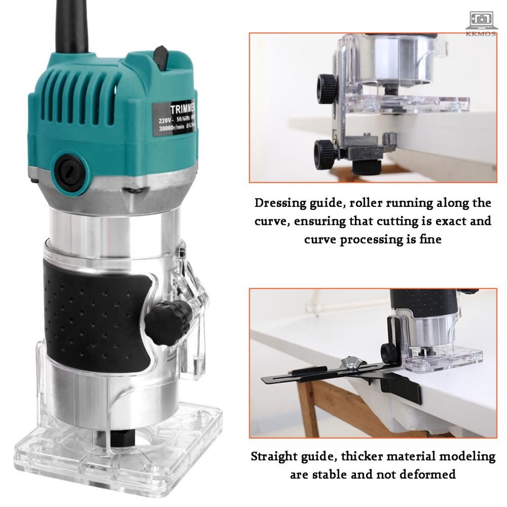 LEVER WOOD TRIMMER ROUTER 6MM 530W + 15PCS ROUTER BIT SET MESIN PROPIL ...