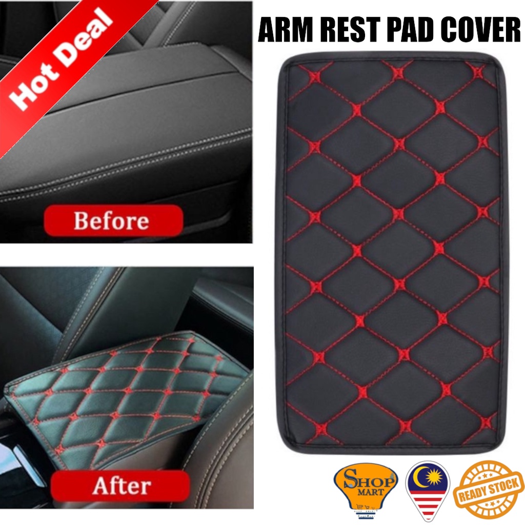 PU Leather Armrest Cover – Universal Car Console Pad, 28x21cm, Black