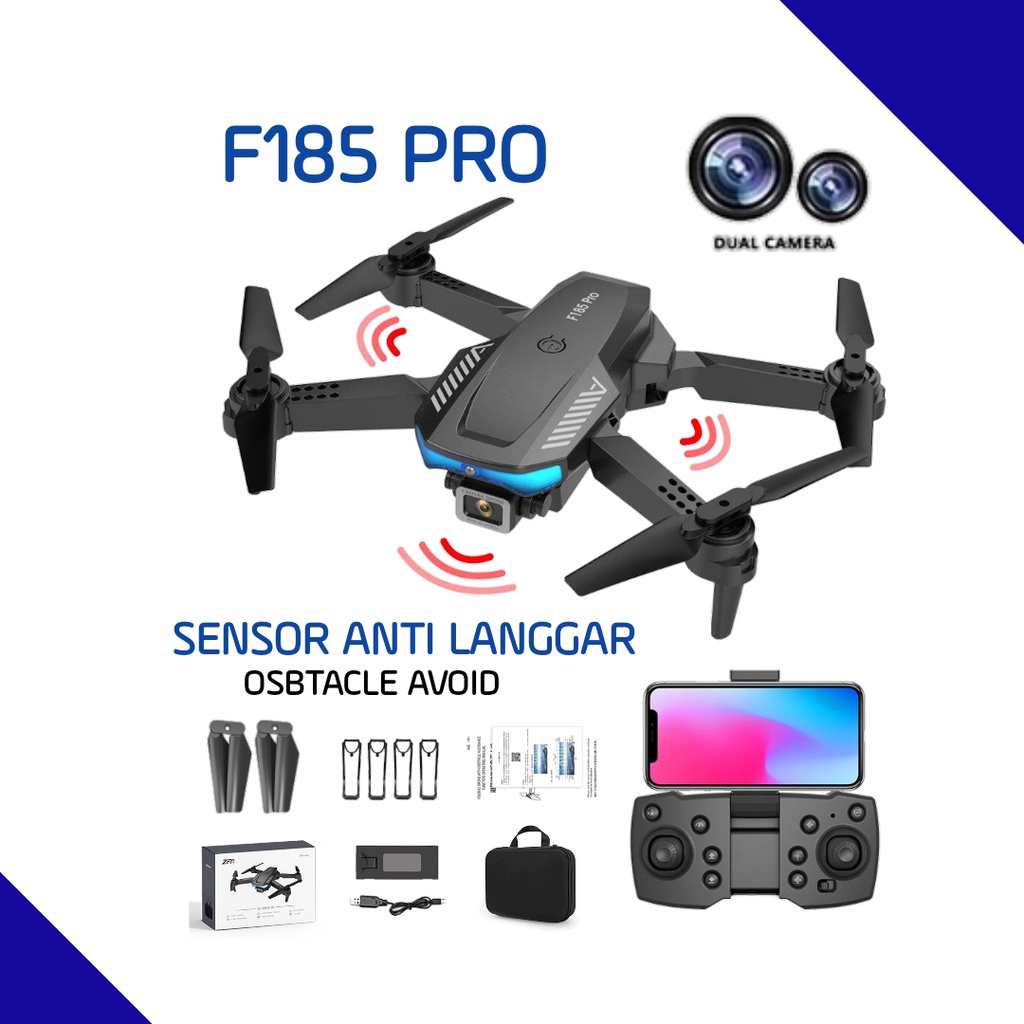 🔥ANTI LANNGAR🔥 F185 PRO WIFI drone with camera OBSTACLE AVOID wide ...