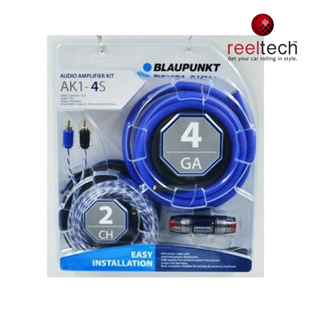 Blaupunkt AK1 4S 2 Channel 4 Gauge Car Audio Amplifier Wire Kit 4GA