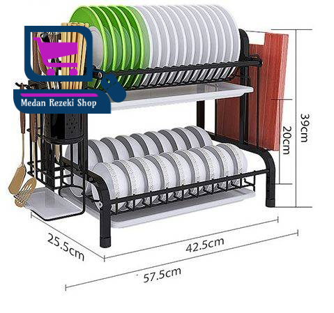 Rak Pinggan Cawan Besi Bertingkat Anti Karat 3 Layers Dish Rack ...