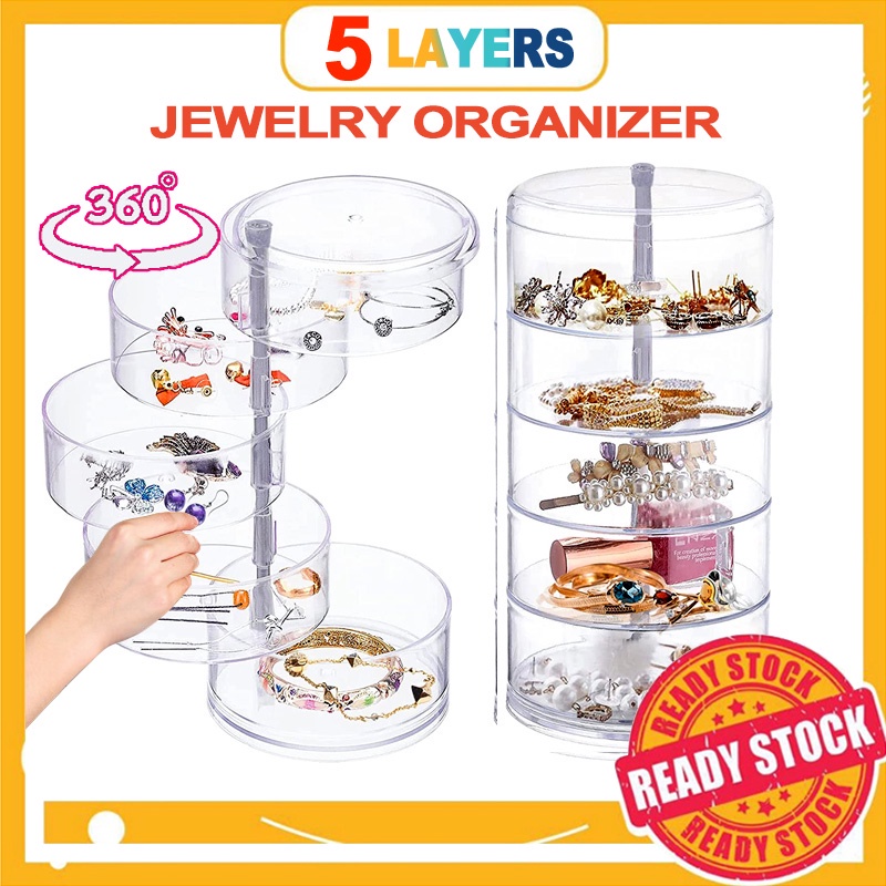 Nordic Popular 5 Layer 360 Rotate jewelry box Jewellery Organizer ...