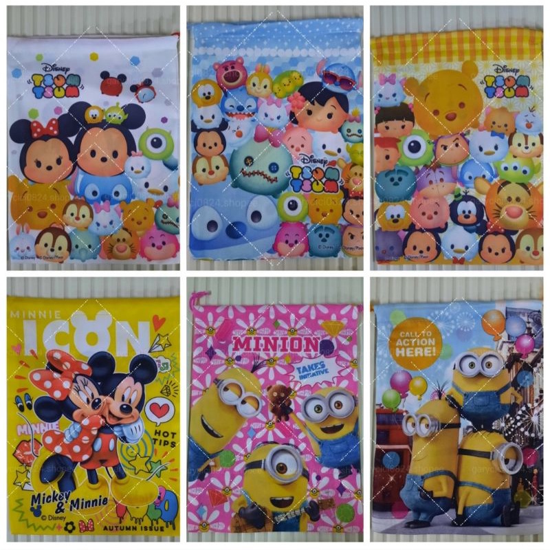 Tsum Tsum Mickey And Minnie Minions Cartoon Drawstring Large Storage Bag Shopee Malaysia 8090