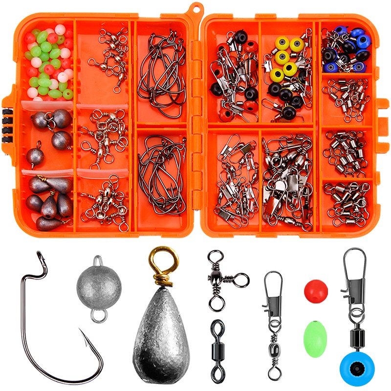 165 Pieces Fishing Accessories Box Mancing Set Joran Pancing Sets Hook  Swivels Tackle Lead Sinkers Fishing Suit Tackle Box