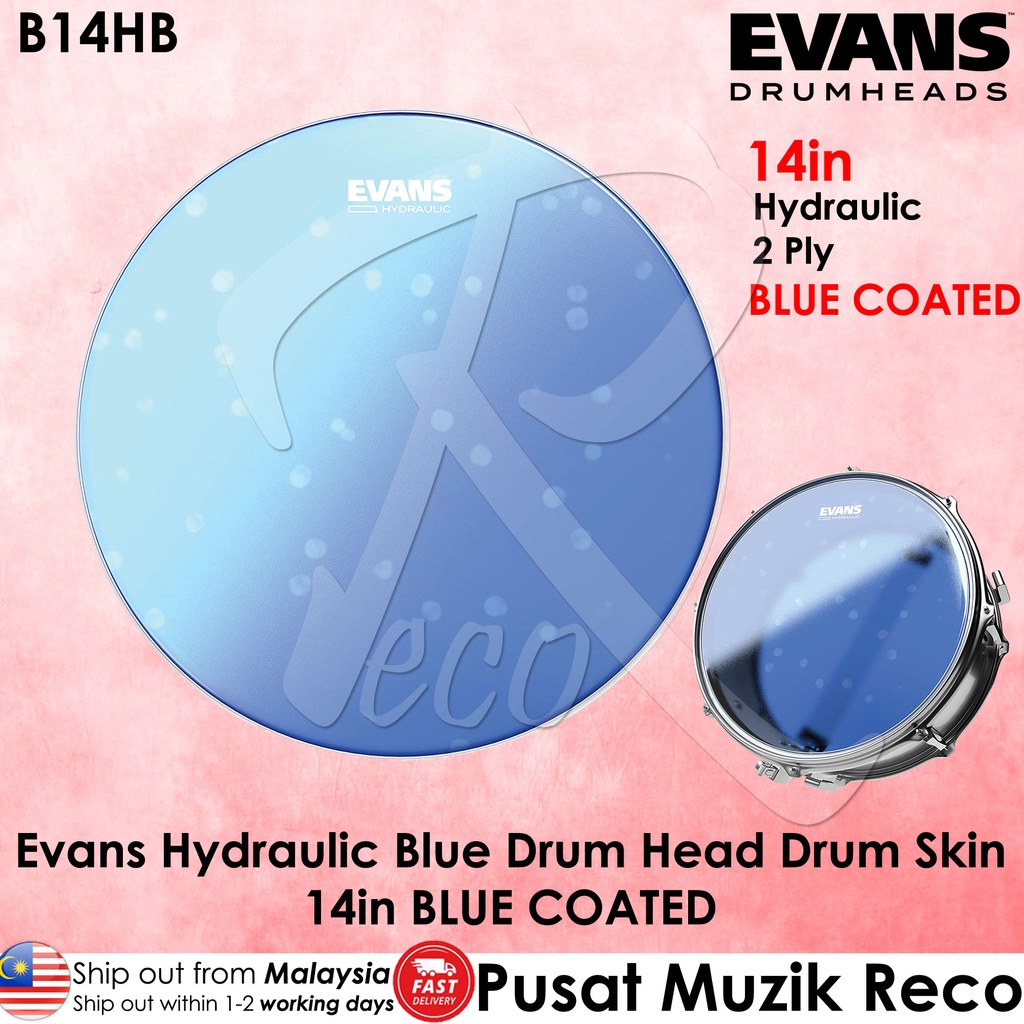 Evans B14HB Hydraulic Blue COATED Tom Drum Head 14" Snare / Tom