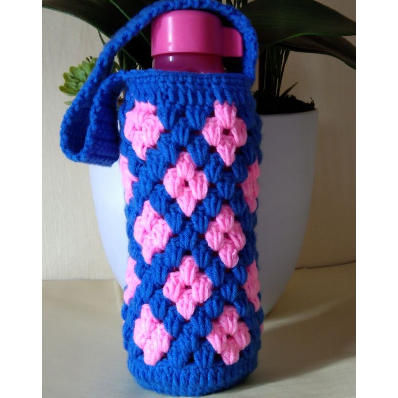 Sarung Tali Botol Air Kait / Bottle Bag Cover Crochet 500ml | Shopee ...