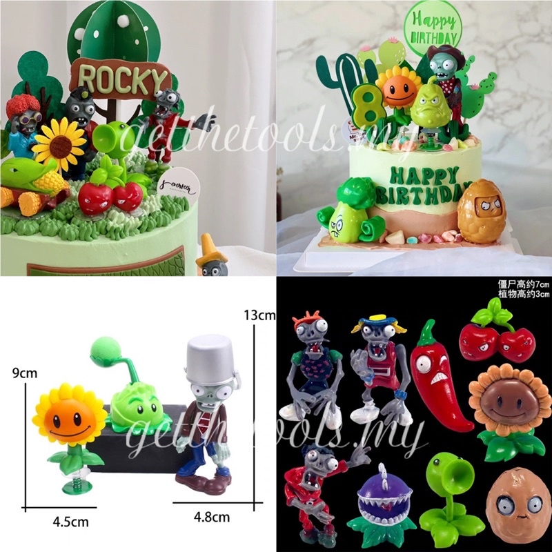 PLANTS VS ZOMBIE TOY CAKE DECORATION TOPPER CAKE HIASAN BIRTHDAY CAKE ...