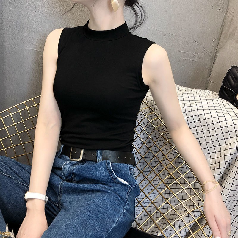 Women's sleeveless turtleneck on sale tops