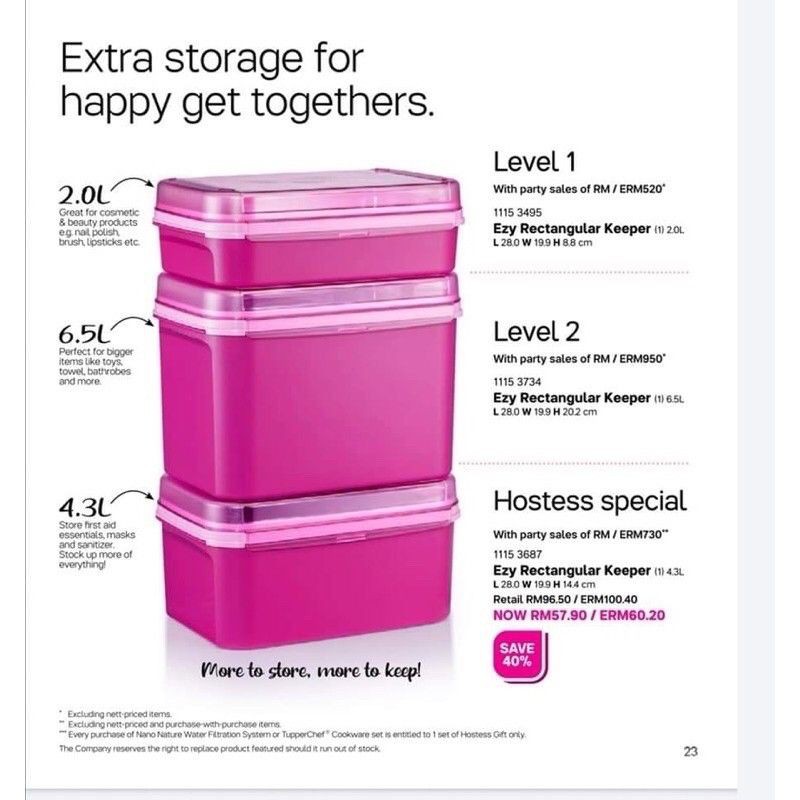 ezy rectangular keeper tupperware 2.0liter (1) | Shopee Malaysia