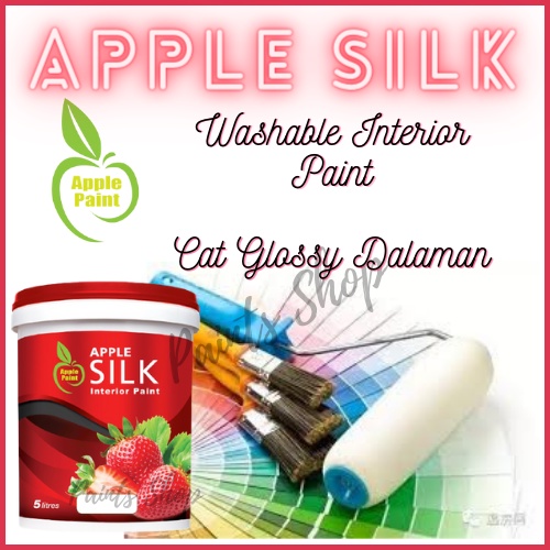 5L 🍏 Warna Gelap Pekat 🍏 Apple Paint Silk Washable Interior Wall Finish ...