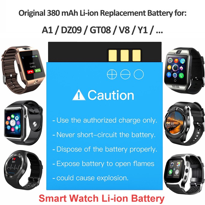 Smart Watch Battery 3.7V 380mAh Large Capacity Rechargable Liion