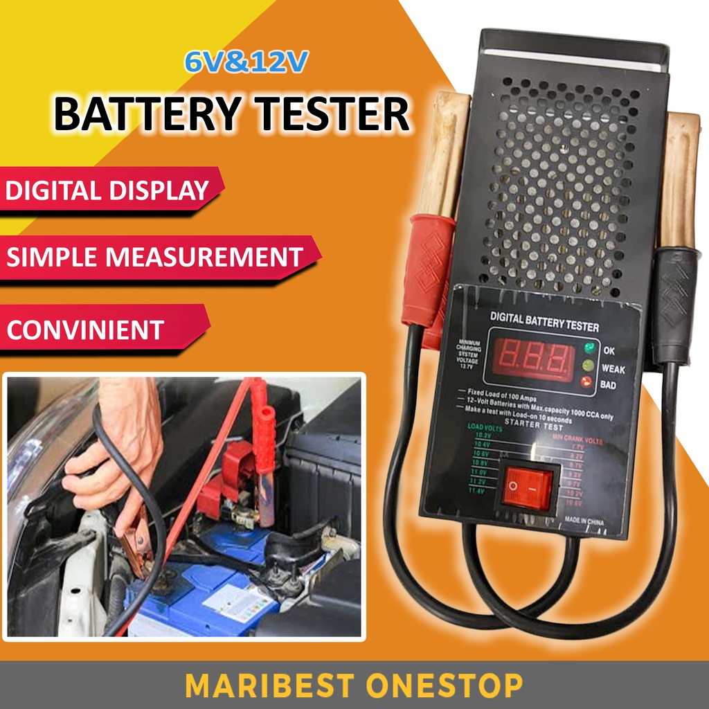 Battery Load Tester Car Battery Tester Batery Pengecas Bateri Kereta
