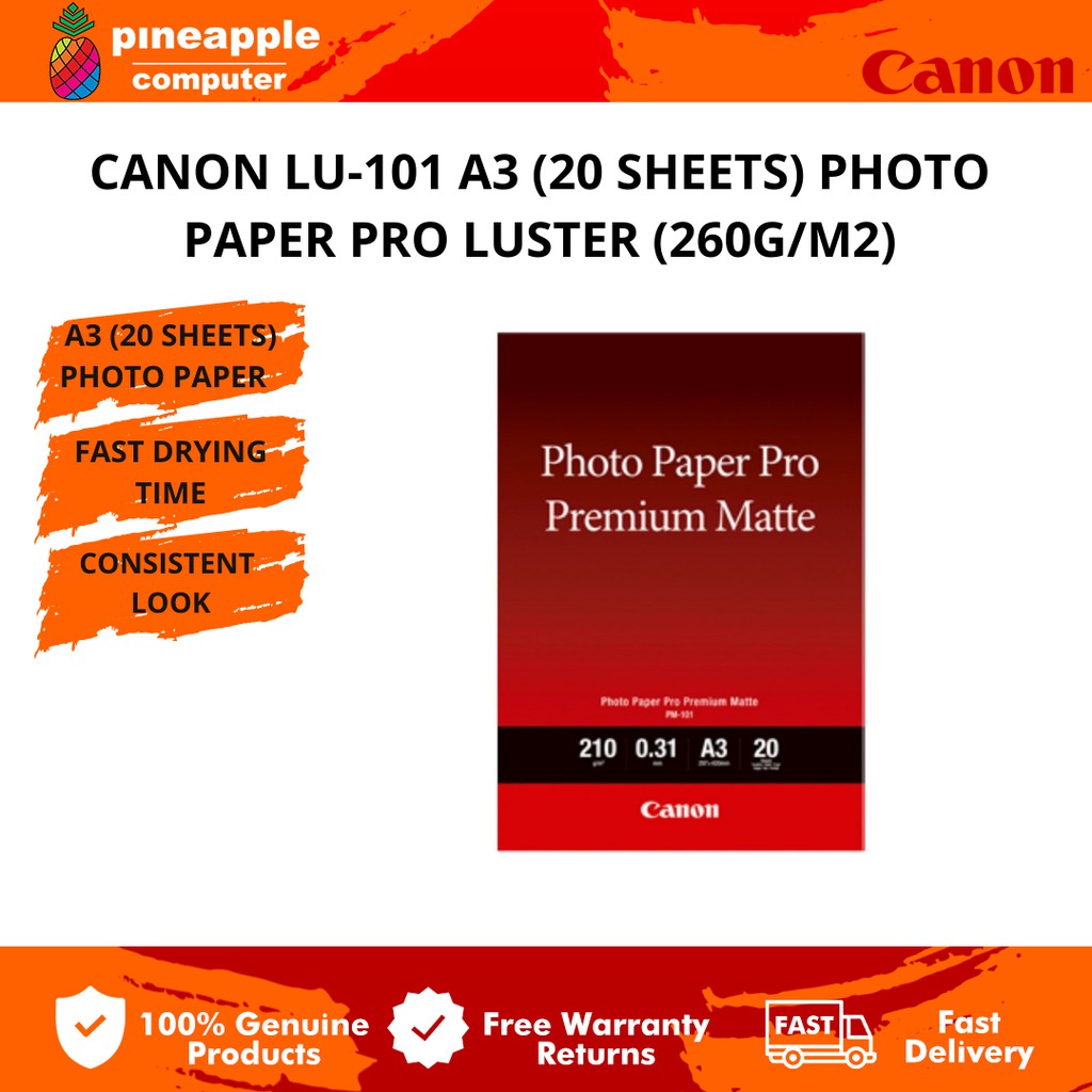 Canon PM101 A3 Photo Paper Pro Premium Matte Paper (20 Pcs/210g/m2