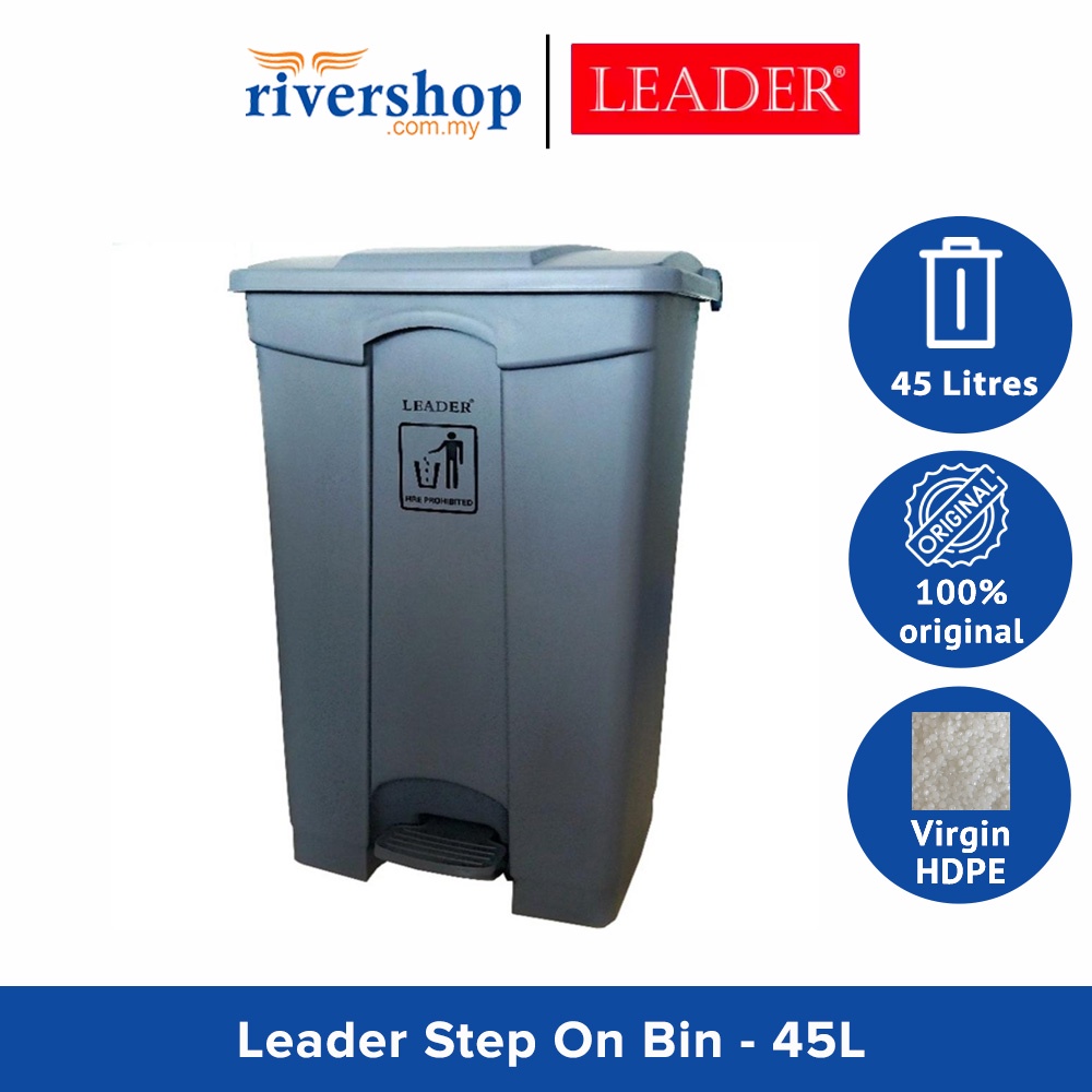 LEADER 45Litres Step on Bin SOB45/ Pedal Plastic Wastebin / Foot Pedal