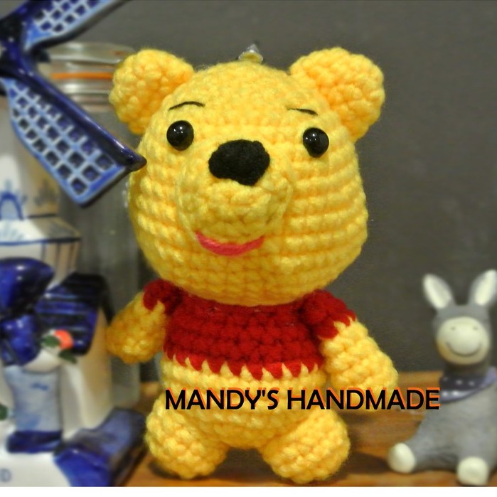 Handmade Crochet Keychain Amigurumi Winnie Pooh with FREE ALPHABET ...