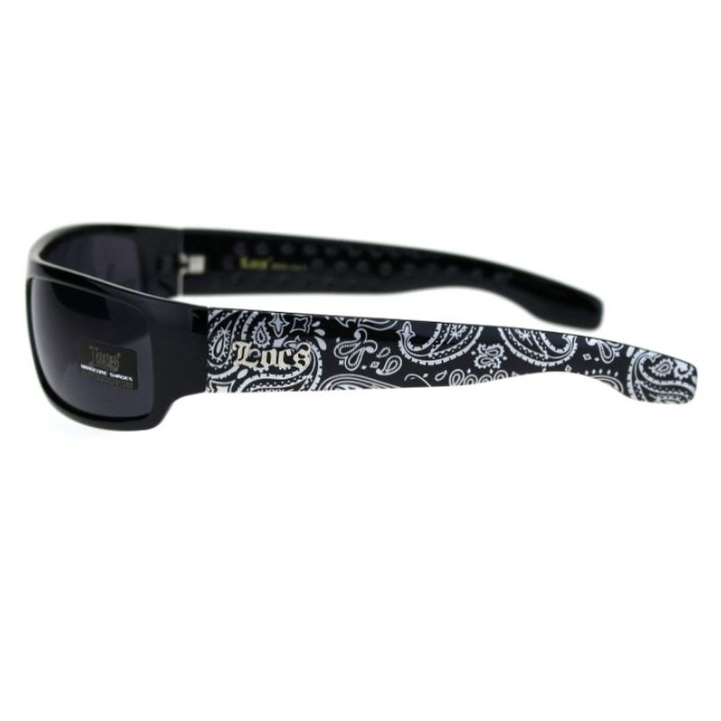 Gafas De Sol Locs Mad Dog Gangster Cholo - Rectangulares Estrechas, Bandana Roja, Protección UV