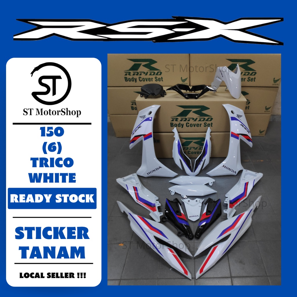 Honda Rsx Rs X Trico White Cover Set Sticker Tanam Rapido New