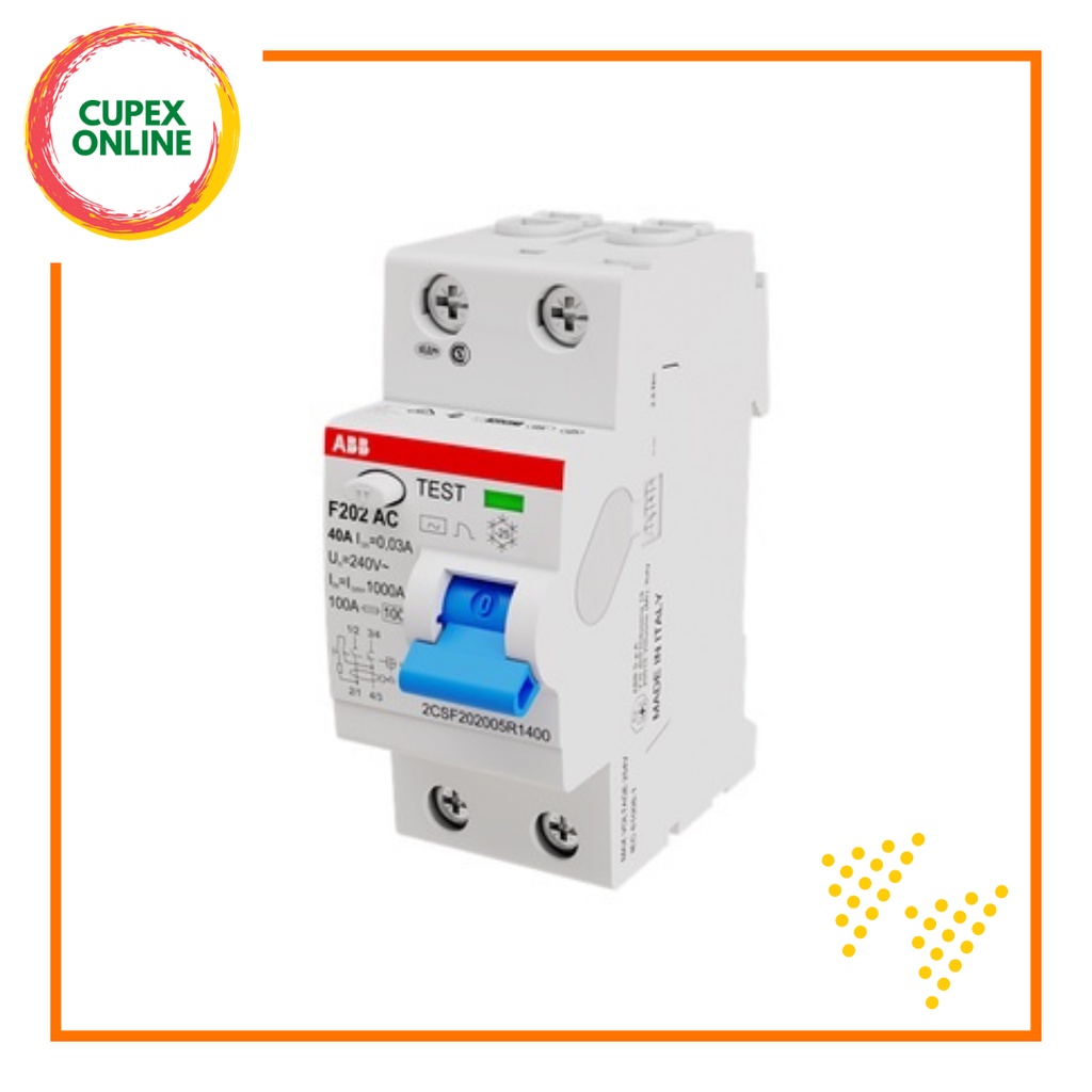 ABB F202 AC IEC RCCB 25A/40A/100A 30mA 2P (cupex) | Shopee Malaysia