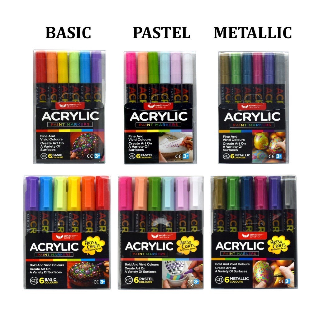 Unicorn Acrylic Paint Marker Pen Fine/Bold Tip (Basic / Pastel