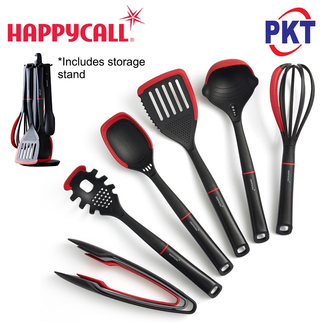 HAPPYCALL EDGE Silicone Head 9pc Cooking Tools Set with Stand 4900-0074 ...