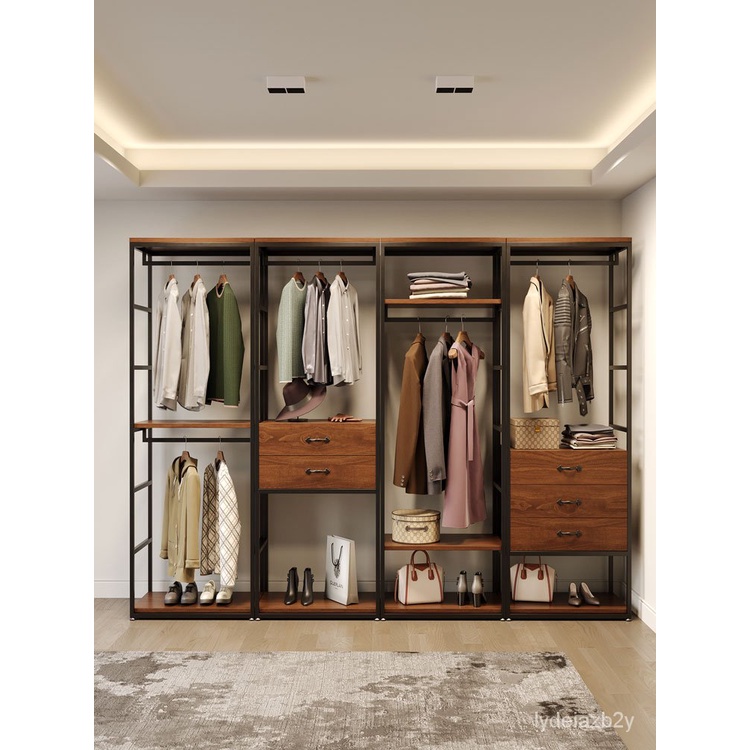 wardrobe rack Open Wardrobe Cloakroom Storage Rack Metal Hallstand Iron