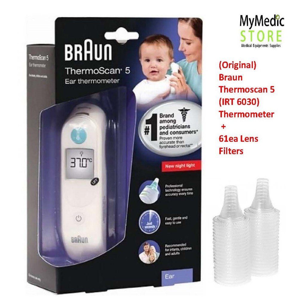 Original Braun Thermoscan 5 (IRT 6030) Thermometer + 61ea Lens Filters