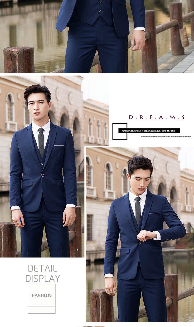 🇲🇾 Local Delivery🔥 Men Blazer Set 3 piece Suit Tuxedo Formal Business ...