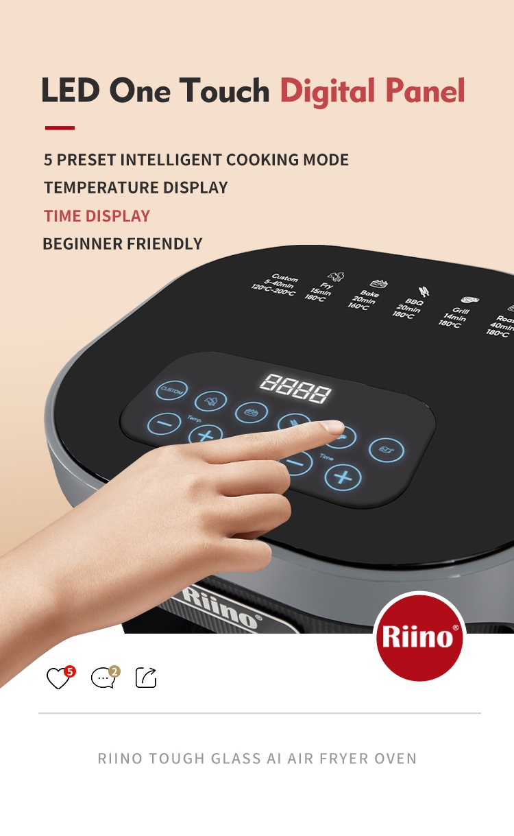 Riino Tough Glass AI Air Fryer Oven HD 5.0L GMAF01 Shopee Malaysia