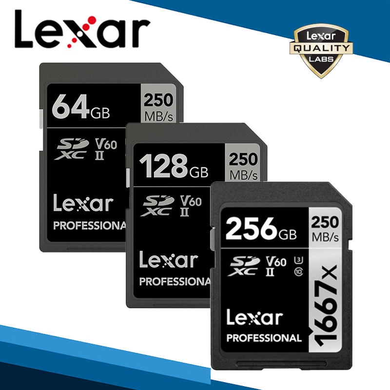 Lexar 250MB/s 1667x SD Card 64GB 128GB 256GB SDXC UHSII U3 Flash