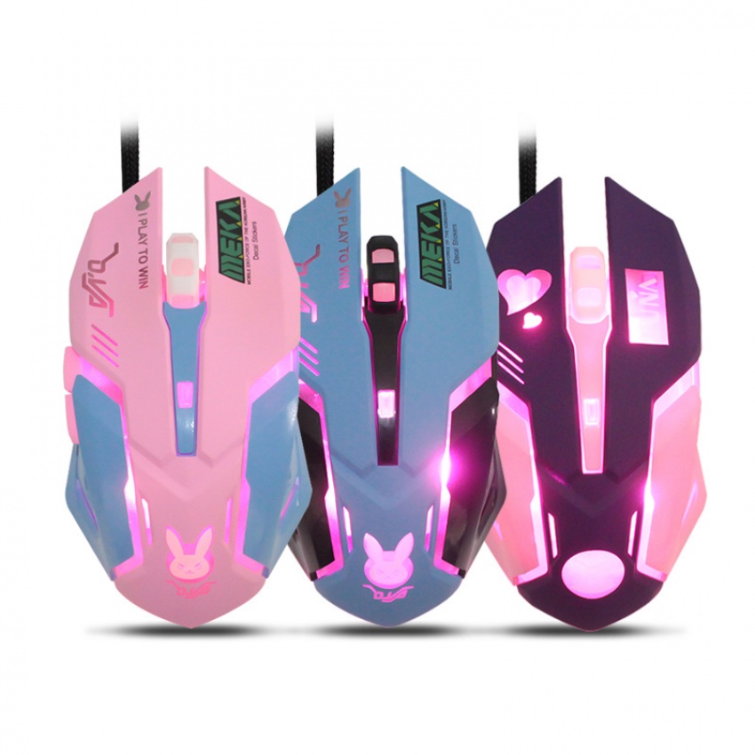 Cute Pink Wired Gaming Mouse 6 Button LED 3200 DPI USB Computer Mouse ...