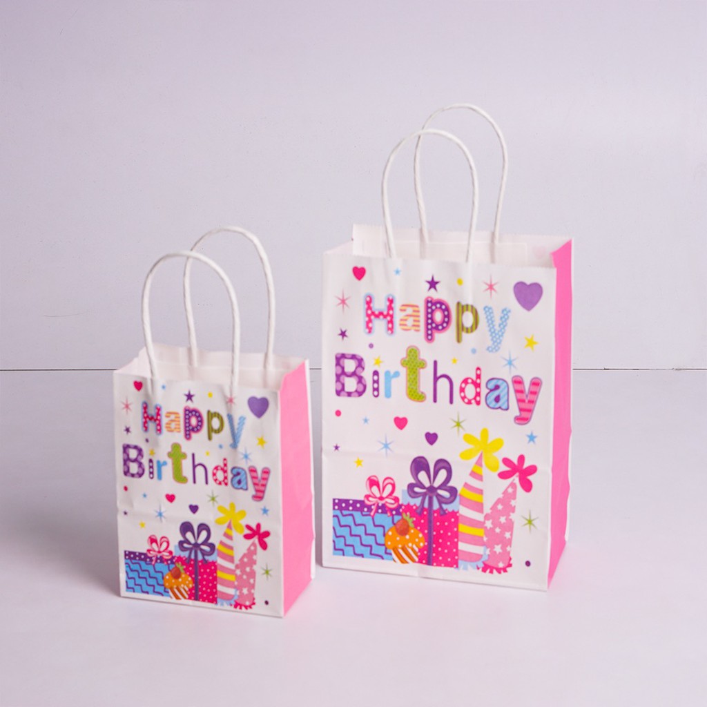 HAPPY BIRTHDAY Paper Bag Pink Blue / CUTE Paper Bag Birthday / Birthday ...