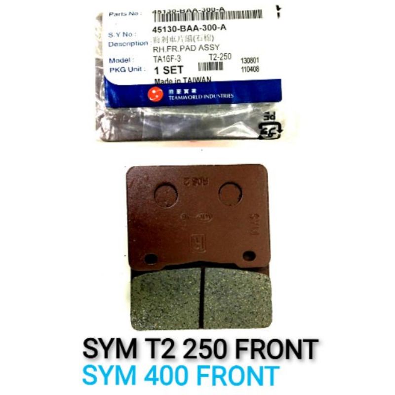 SYM T2 250 FRONT REAR SYM 400 FRONT DISC BRAKE PAD | Shopee Malaysia