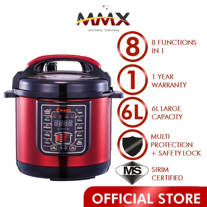 MMX Ewant YBD6 100 Electric Pressure Cooker Red 6L Shopee Malaysia