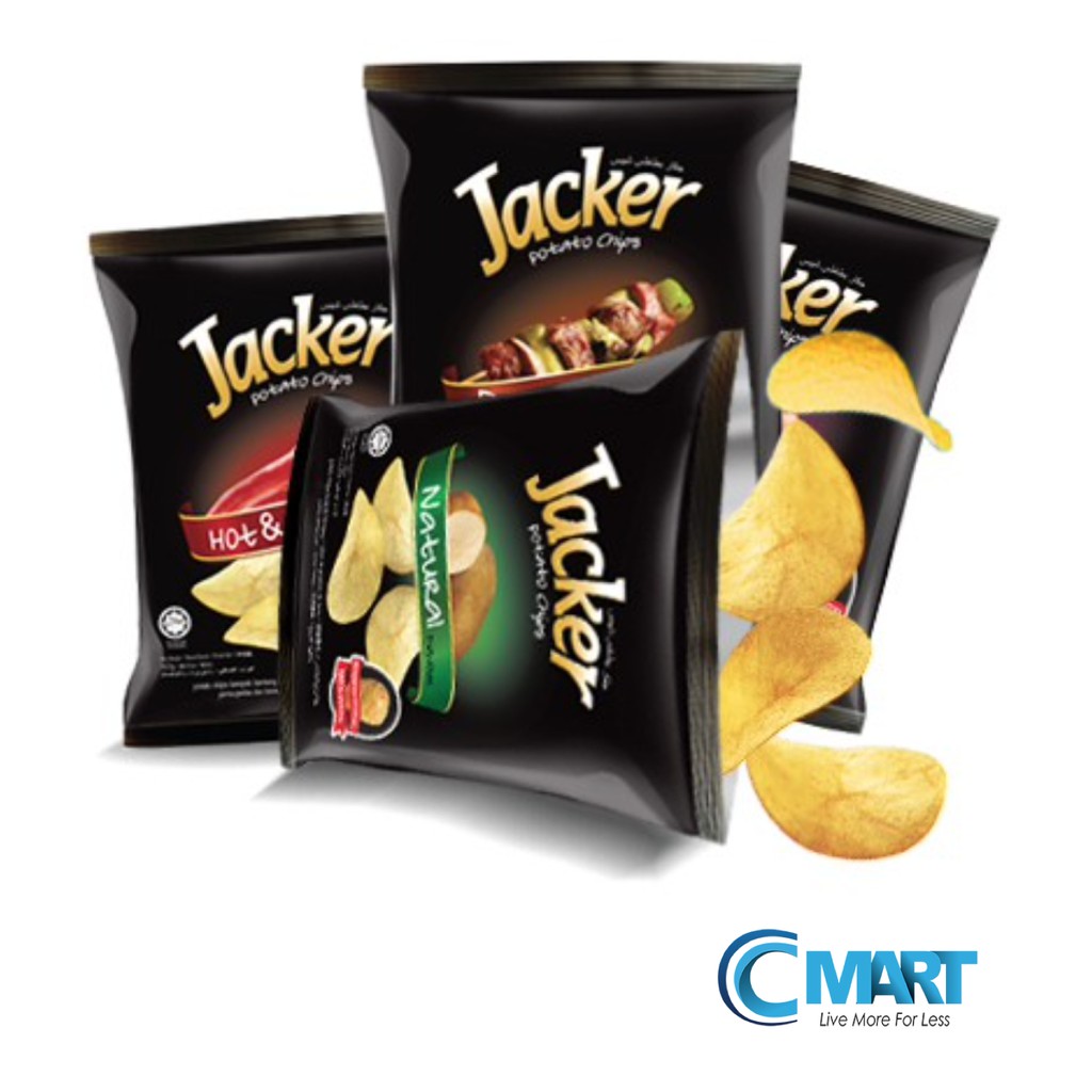 Jacker Potato Chips Barbecue/Hot & Spicy/Tomato/Natural Pouch Assorted ...
