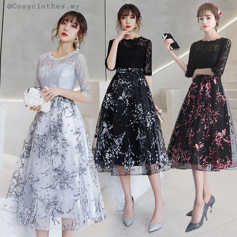 New elegant banquet evening dress annual dinner party party noble and elegant gown dress female Shopee Malaysia