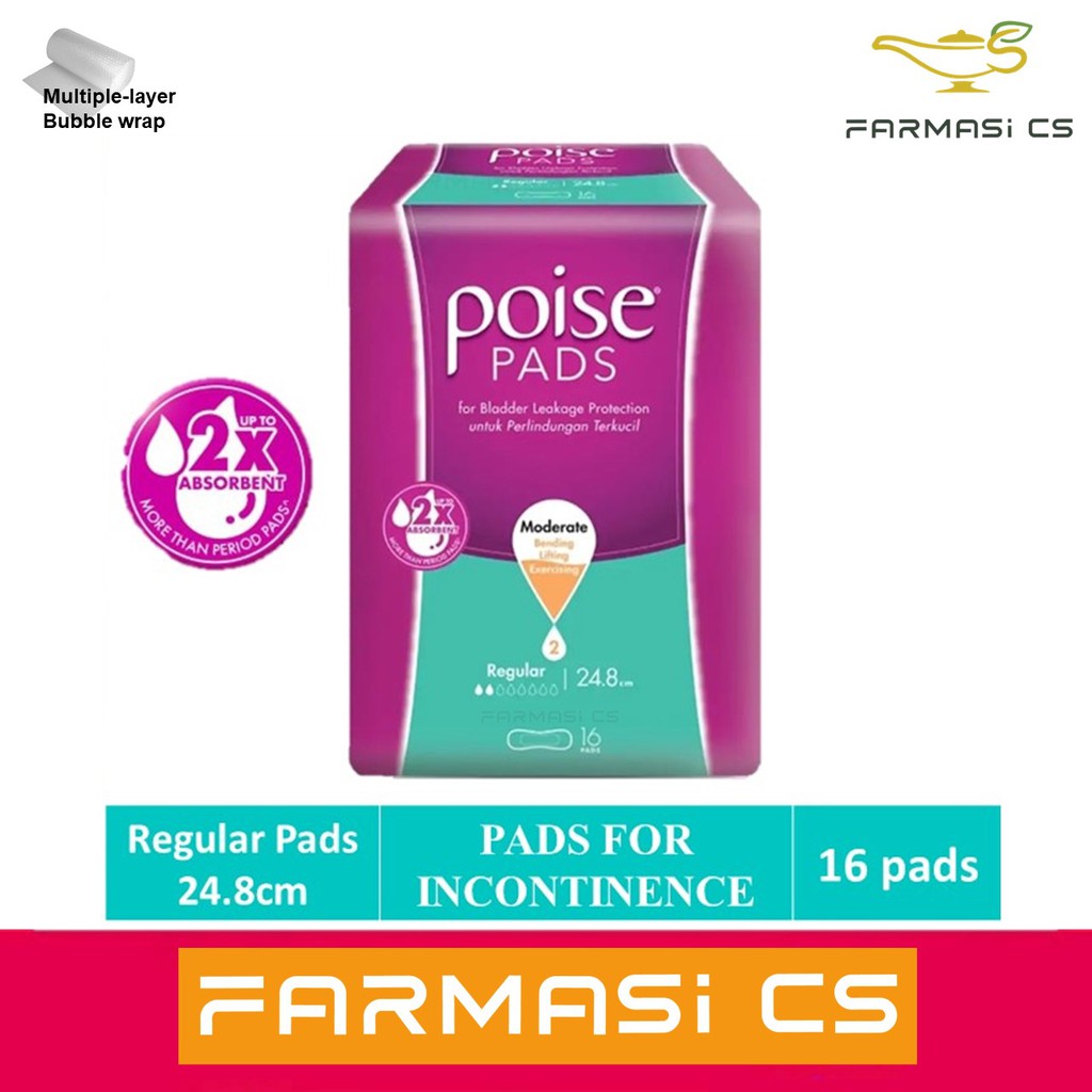 Poise Regular Pads for Bladder Leakage Protection 24.8cm ( 16 pads