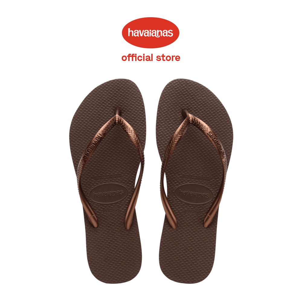 Havaianas Women Slim Flip Flops - Dark Brown/Metal Acoused | Shopee