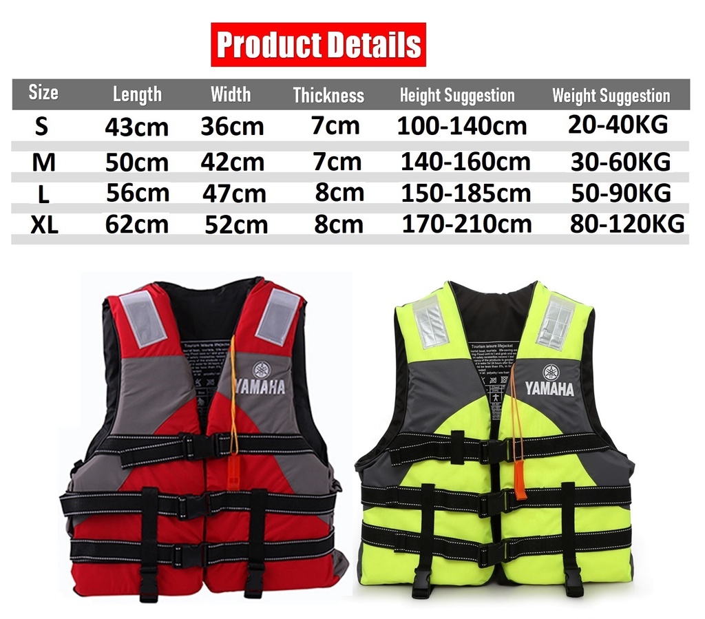 Yamaha Life Vest Jacket Kids & Adults Marine Safety Outdoor Water Sport ...