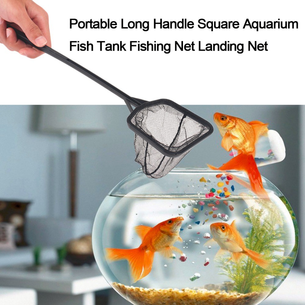 Nylon Square Aquarium Shrimp Small Betta Tetra Fish Tank Net Long Handle  26-40cm